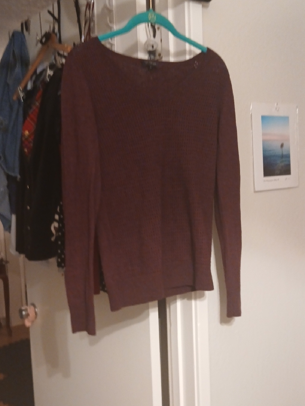 Textured Long Sleeve Sweater in Deep Burgundy